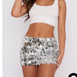 Disco Fever Mini Skirt Silver - White Fox Boutique